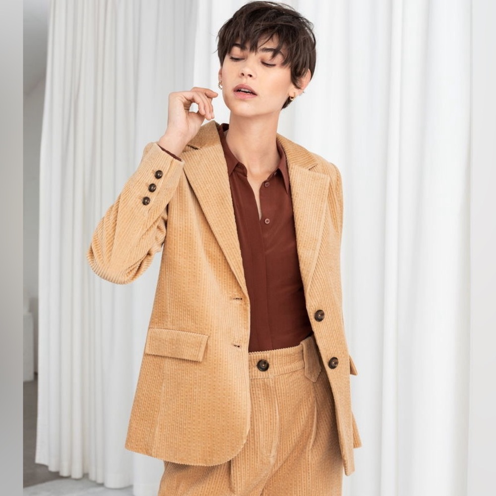 &‎ And Other Stories Camel Corduroy Blazer Academia Old Money Size US 6